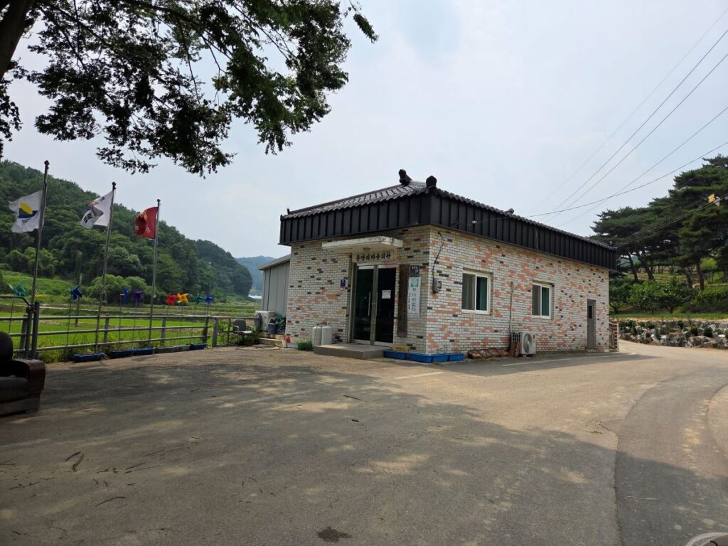 충남 예산군 옹안리 마을회관 전경과 주변 농촌 풍경 사진